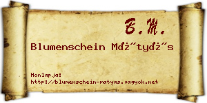 Blumenschein Mátyás névjegykártya